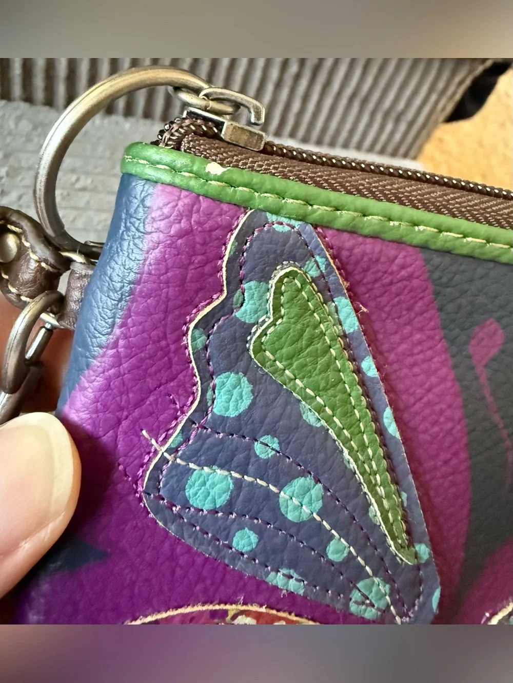 Relic Purple and Green Butterfly Wristlet Wallet Leather Fall